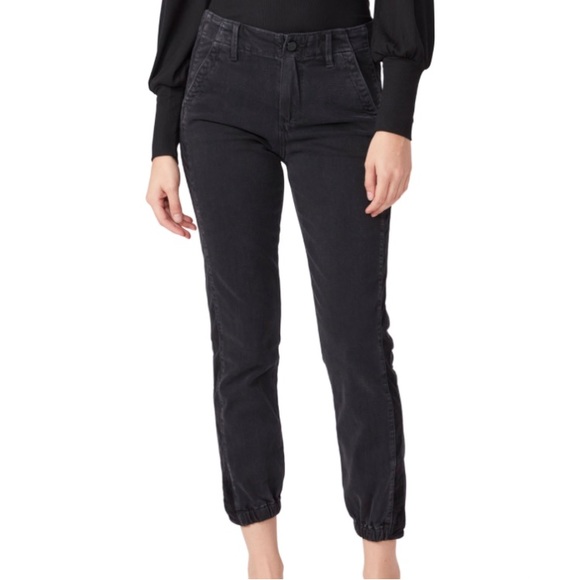 Paige Mayslie High Rise Jogger Jeans Velvet Side Insert - Picture 1 of 9